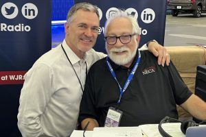 September 14, 2022 ~ Detroit Auto Dealers Association and North American International Detroit Auto Show Executive Director Rod Alberts with 760 WJR’s Paul W. Smith. Photo: Curtis Paul