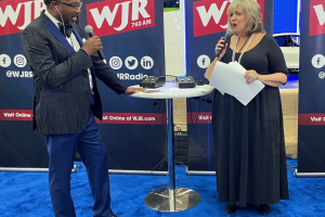 September 16, 2022 ~ 760 WJR Senior News Analysts Lloyd Jackson and Marie Osborne present coverage live from 2022 North American International Detroit Auto Show Charity Preview. Photo: Jonah Philips / WJR