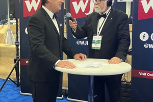 September 16, 2022 ~ Ford Motor Company President and Chief Executive Officer James Farley Jr. speaks with 760 WJR’s Paul W. Smith live from the North American International Detroit Auto Show Charity Preview. Photo: Jonah Phillips