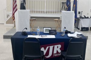 October 25, 2022 ~ Republican John James and Democrat Carl Marlinga debate the issues that face the 10th in their bid to become the district’s congressional representative. Photo: Mike Wheeler / WJR