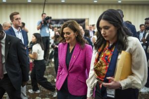 October 25, 2022 ~ Governor Gretchen Whitmer and GOP Gubernatorial Candidate Tudor Dixon participate in their second and final debate, which occurred live on the Campus of Oakland University in Rochester. Photo: Detroit Free Press / USA TODAY NETWORK