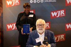 November 19, 2022 ~ United States Attorney for the Eastern District of Michigan Dawn Ison and 760 WJR’s Paul W. Smith at the 2022 Women Who Lead Honoree Ceremony inside Joe Muer Seafood in Detroit’s Renaissance Center. Photo: Sean Boeberitz / WJR