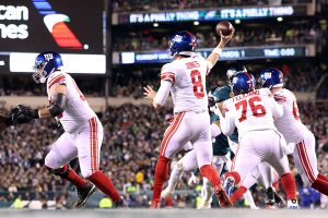 January 21, 2023 ~ New York Giants quarterback Daniel Jones passes against the Philadelphia Eagles in the second quarter during an NFC divisional round game at Lincoln Financial Field. Photo: Bill Streicher ~ USA TODAY Sports