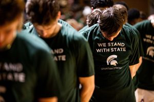 February 15, 2023 ~ The Spartan community gathers on the campus of Michigan State University for a vigil honoring the victims of the March 13 shooting incident that killed three and critically injured five. Photos: Cody Scanlan~ USA TODAY NETWORK