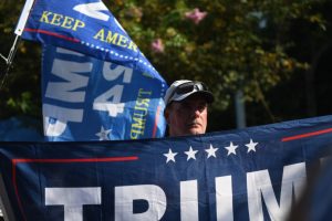 Aug. 24, 2023; Atlanta, GA, USA; Trump supporters at Fulton County Jail intake center in Atlanta, GA. A grand jury in Fulton County, Georgia indicted former president Donald Trump and 18 other defendants with 41 charges related to tampering with the 2020 election. All defendants have been ordered to turn themselves in by August 25. Photo: Katie Goodale ~ USA TODAY