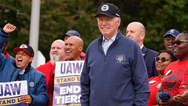 Biden Joins UAW Picket Line Oustide General Motors Facility in Michigan