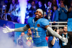Nov. 23, 2023 ~ Detroit Lions safety Tracy Walker III (21) is being introduced before the Green Bay Packers game at Ford Field. Photo: Junfu Han ~ USA TODAY NETWORK