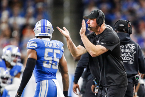 Dec. 16, 2023 ~ Detroit Lions head coach Dan Campbell reacts to a play against Denver Broncos during the first half at Ford Field. Photo: Junfu Han ~ USA TODAY NETWORK