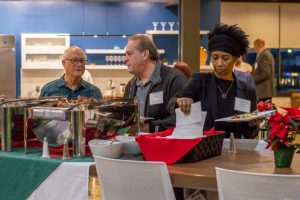 Dec. 21, 2023 ~ Notable Metro Detroit figures chat during the 2023 'JR Morning Holiday Celebration. Photo: Andrew Mullin ~ 760 WJR