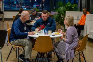 Dec. 21, 2023 ~ Notable Metro Detroit figures chat during the 2023 'JR Morning Holiday Celebration. Photo: Andrew Mullin ~ 760 WJR