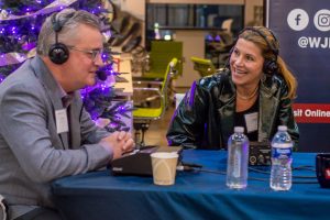 Dec. 21, 2023 ~ Notable Metro Detroit figures chat during the 2023 'JR Morning Holiday Celebration. Photo: Andrew Mullin ~ 760 WJR