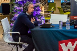 Dec. 21, 2023 ~ Notable Metro Detroit figures chat during the 2023 'JR Morning Holiday Celebration. Photo: Andrew Mullin ~ 760 WJR