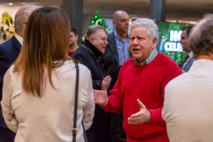 Dec. 21, 2023 ~ Notable Metro Detroit figures chat during the 2023 'JR Morning Holiday Celebration. Photo: Andrew Mullin ~ 760 WJR