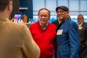 Dec. 21, 2023 ~ Notable Metro Detroit figures chat during the 2023 'JR Morning Holiday Celebration. Photo: Andrew Mullin ~ 760 WJR