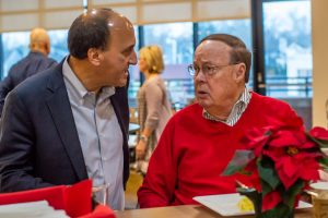 Dec. 21, 2023 ~ Notable Metro Detroit figures chat during the 2023 'JR Morning Holiday Celebration. Photo: Andrew Mullin ~ 760 WJR