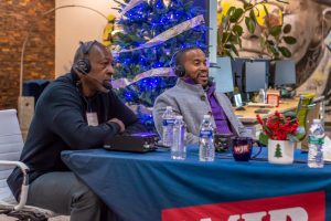 Dec. 21, 2023 ~ Notable Metro Detroit figures chat during the 2023 'JR Morning Holiday Celebration. Photo: Andrew Mullin ~ 760 WJR