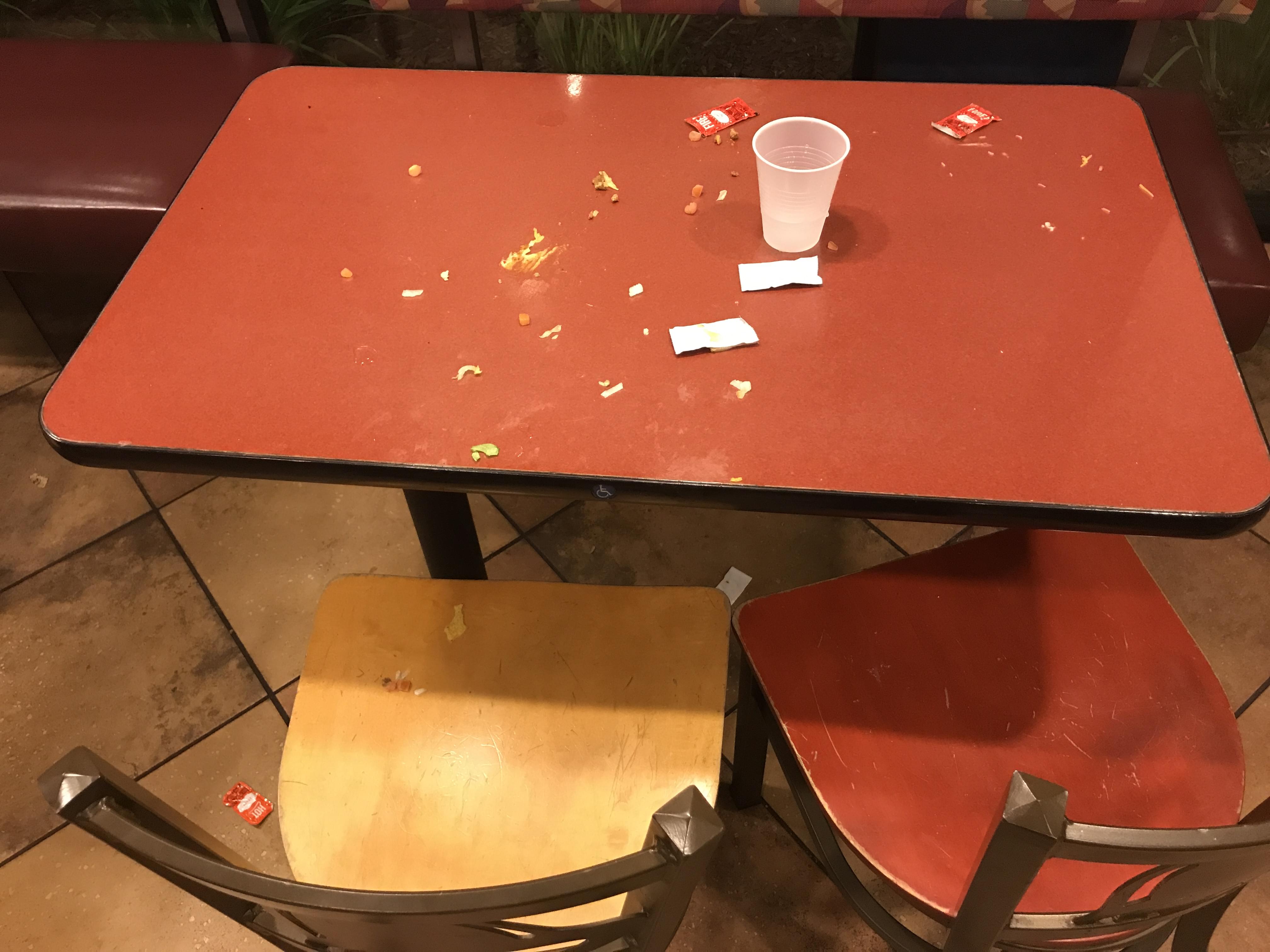 Post Concert Mess Left On The Table At Taco Bell In San Luis Obispo