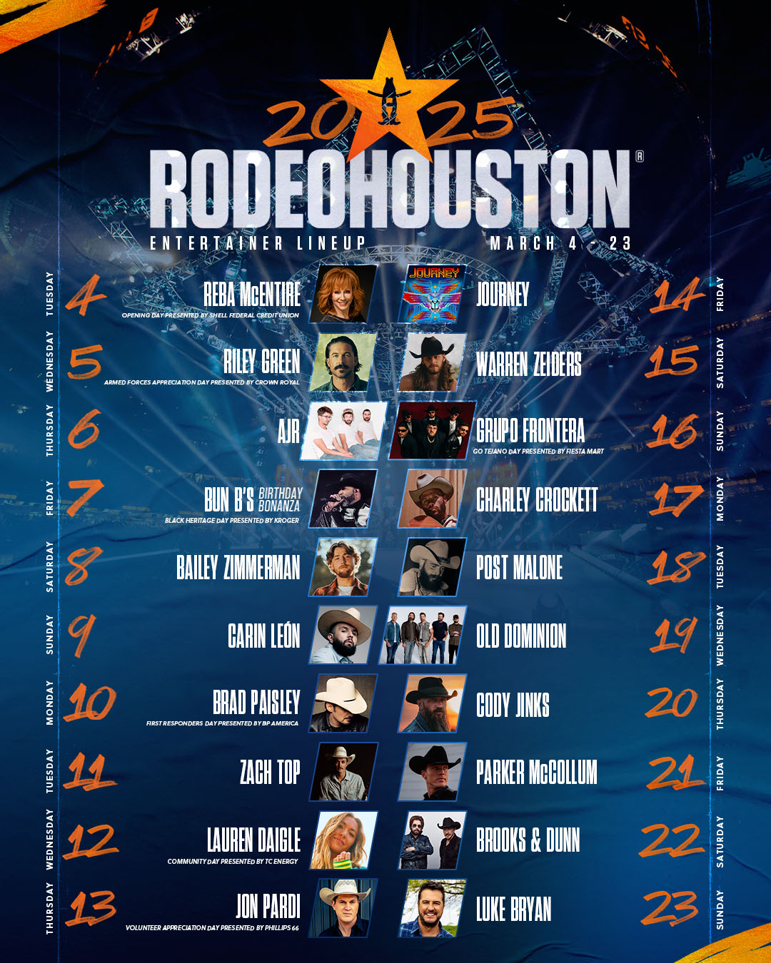 Rodeo Houston announces 2025 Entertainer Lineup 104.1 KRBE KRBEFM