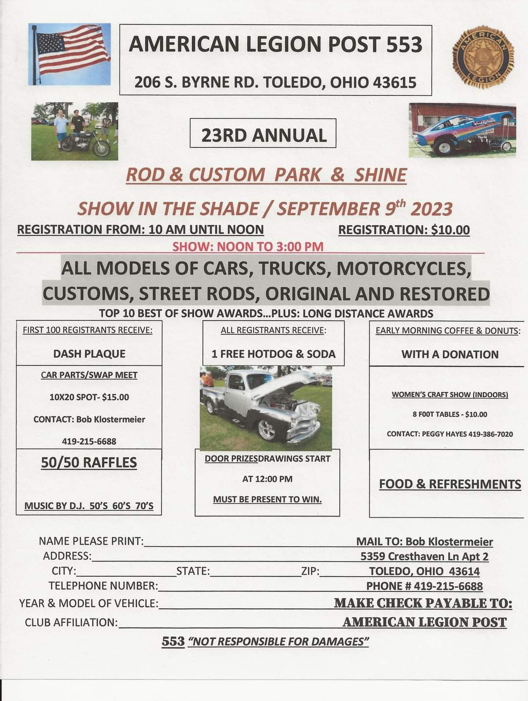 23rd Annual Rod & Custom Park & Shine Show in the Park 9|9|23