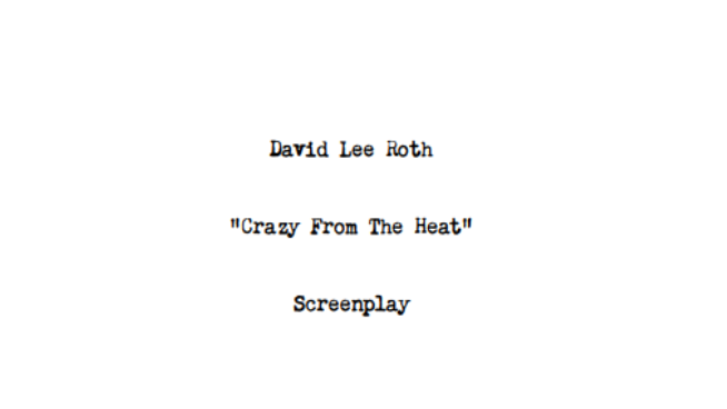David Lee Roth Wrote a Movie Script