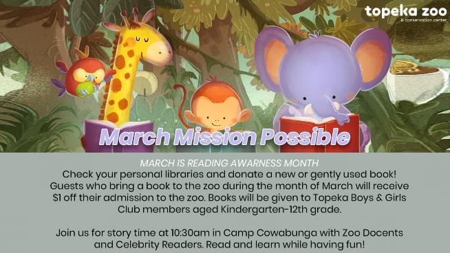 Topeka Zoo Celebrating March National Reading Month