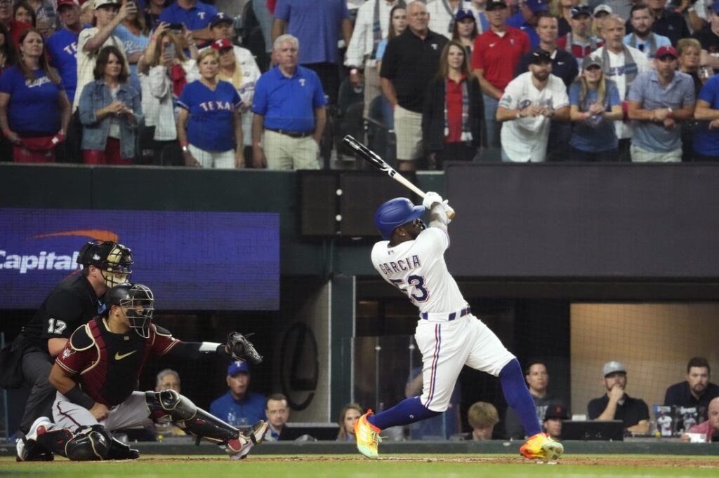 Adolis Garcia’s 11th-inning blast lifts Rangers in World Series opener