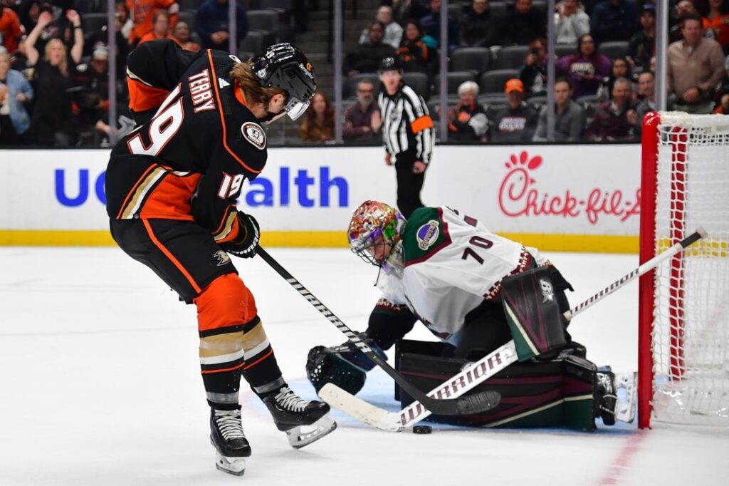 Troy Terry hat trick leads streaking Ducks past Coyotes