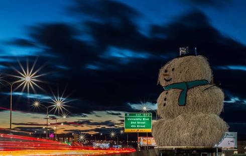 The AMAFCA Tumbleweed Snowman is about to appear