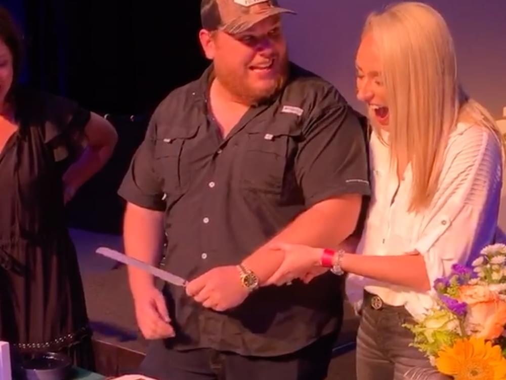 Watch Luke Combs & His Fiancée Get Some “Practice” Cutting Their Wedding Cake