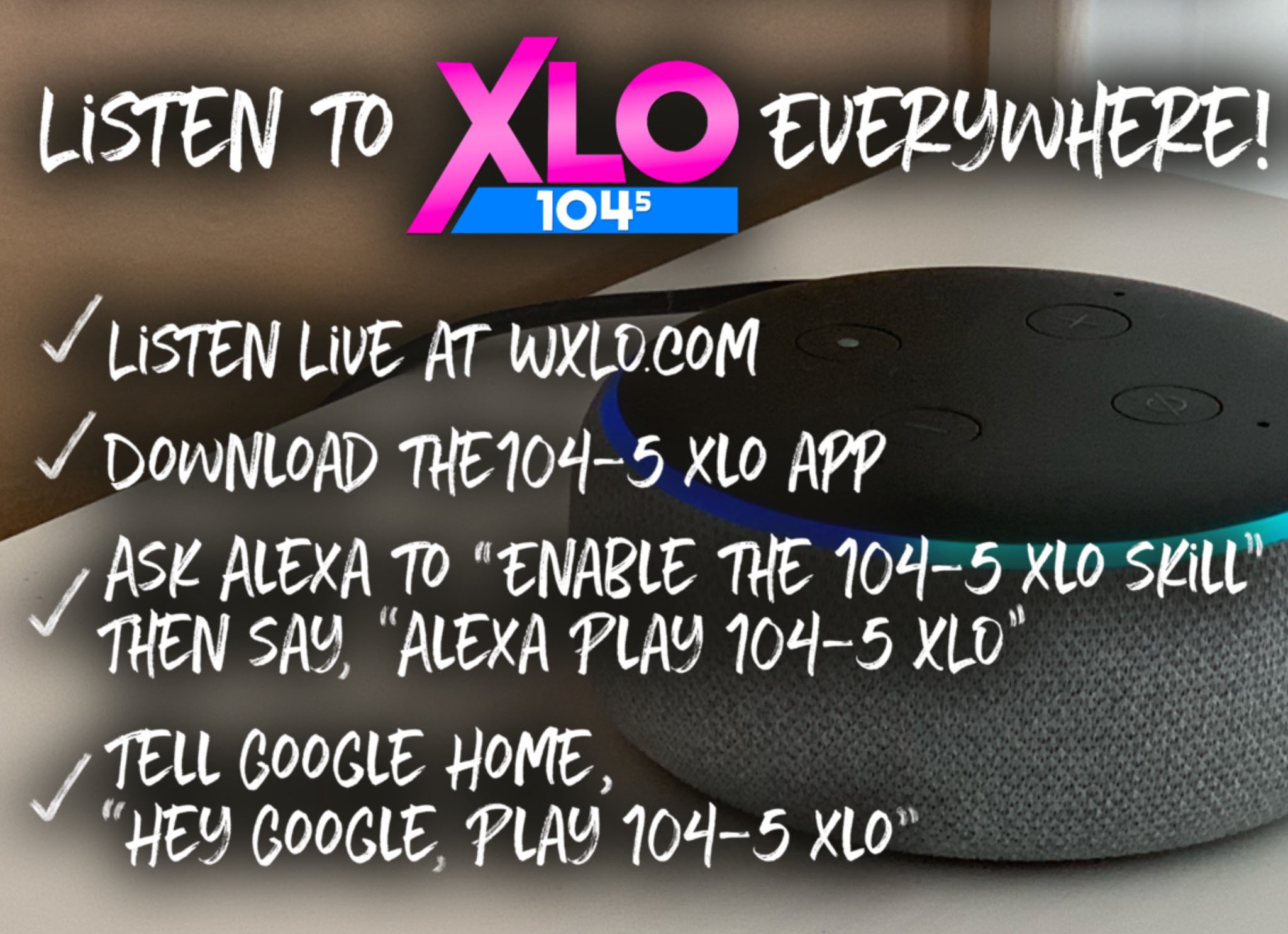 Stream 104-5 XLO from ANYWHERE!