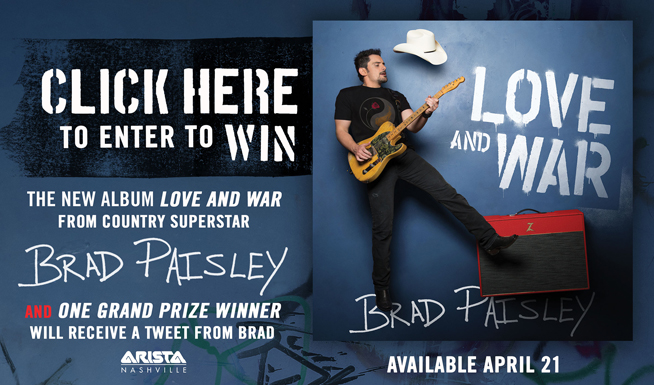 Enter to Win Brad Paisley’s New Album Love and War