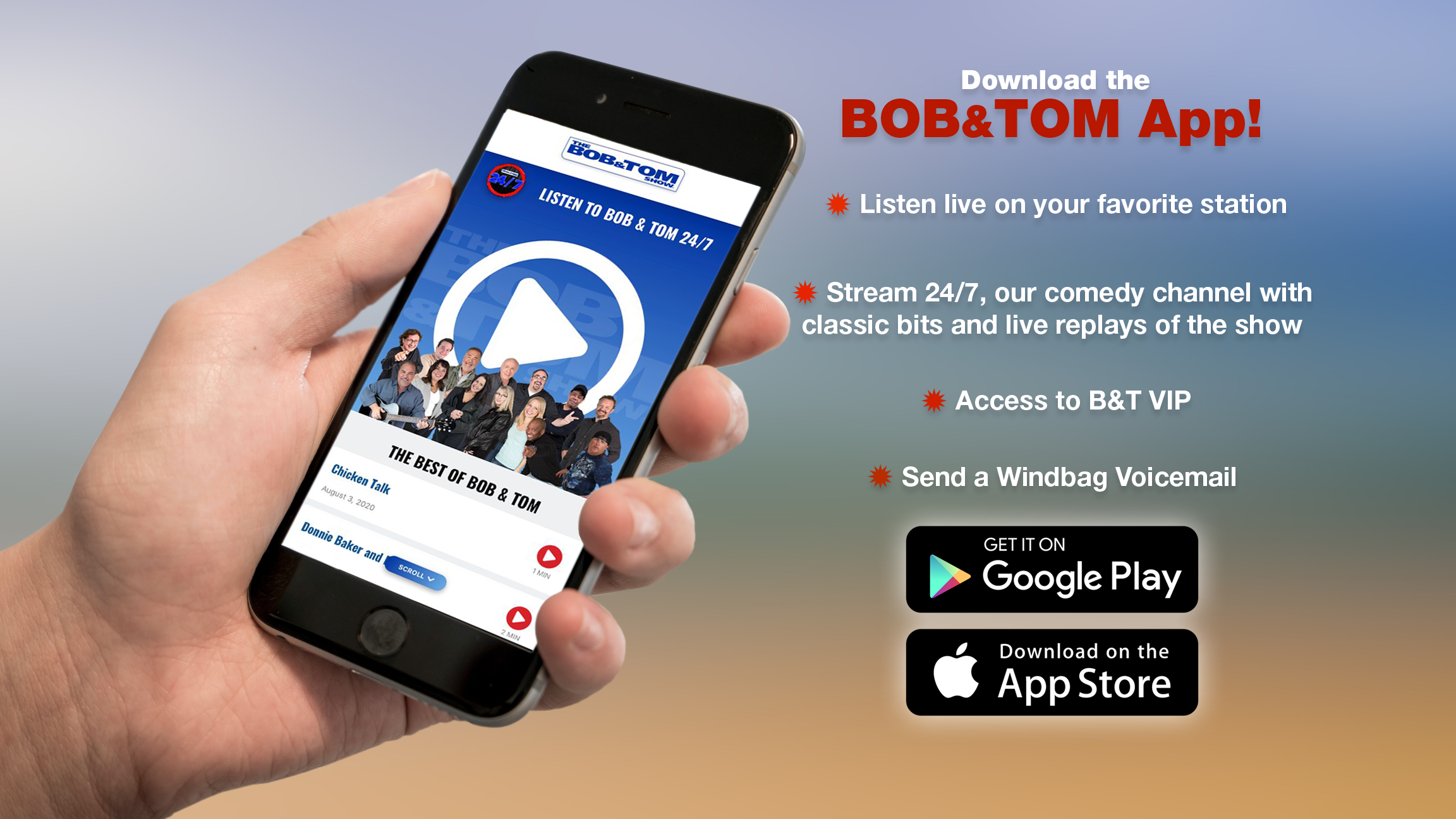 Get the FREE BOB & TOM Show App!