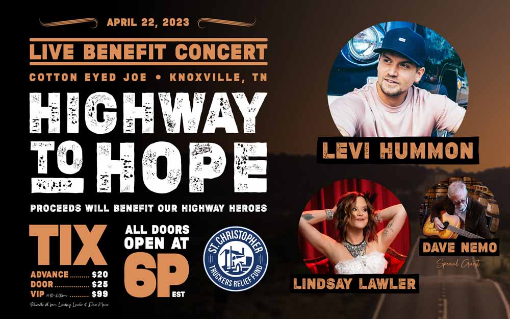 Singer-songwriter Levi Hummon to Headline “Highway to Hope” Concert to Benefit the St. Christopher Truckers Relief Fund