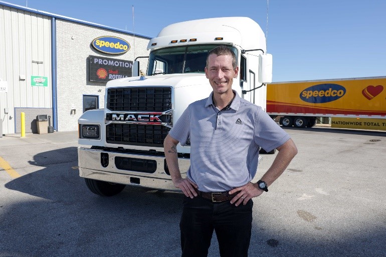 Donald McNurlin of Tulsa, Okla. receives a brand-new Class 8 truck