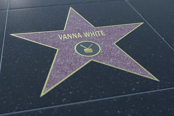 Hollywood Walk of Fame star with VANNA WHITE inscription. Editorial 3D