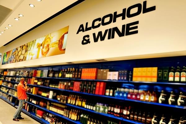 Liquor store selling alcohol and wine.