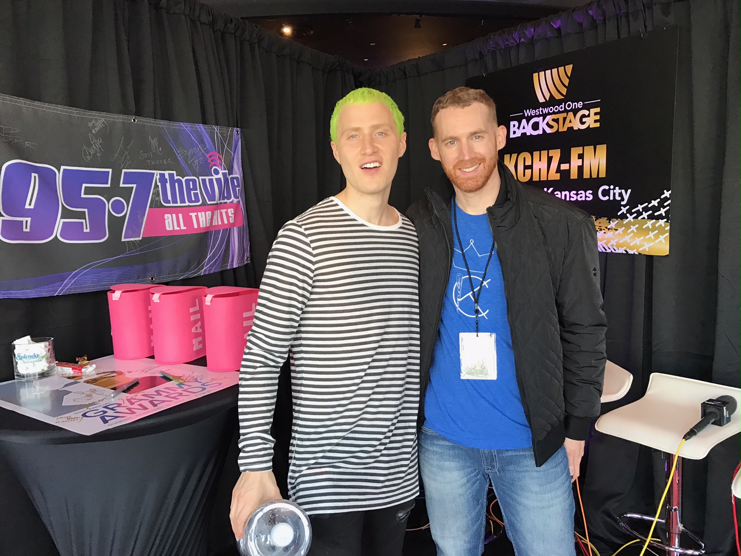 Mike Posner hangs  backstage…Grammy’s radio row!