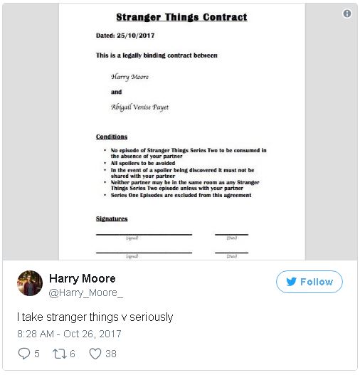 Guy Makes Girlfriend Sign Contract Promising Not To Watch Stranger Things Without Him