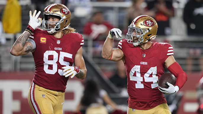 ‘Prime time George’: Career night for Kittle highlights 49ers romp