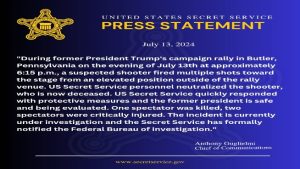 Fmr. President Trump, Secret Service Release Statement