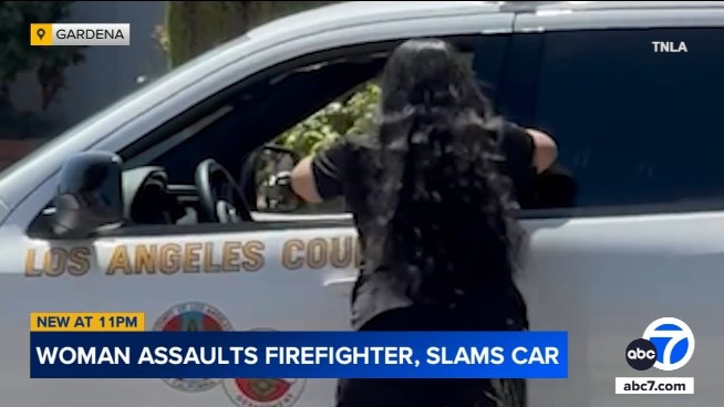 Woman Attacks L.A. County Firefighter, Crashes into His SUV and a Cop Car