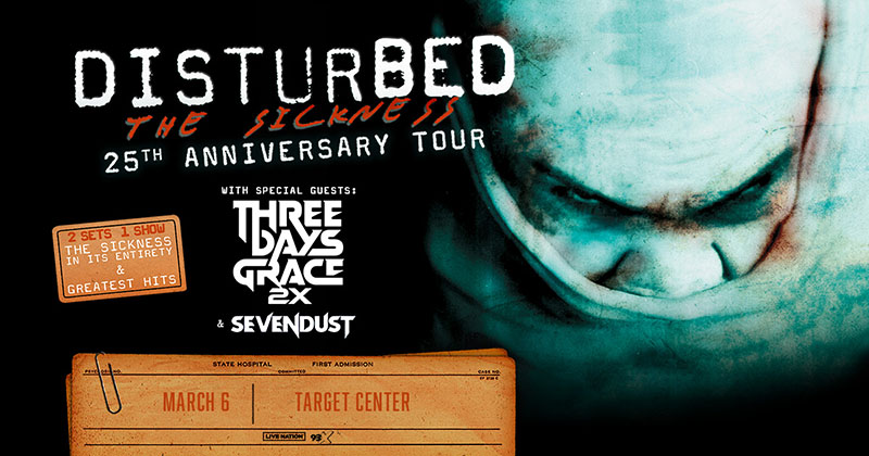 JUST ANNOUNCED: 93X presents Disturbed with special guests Three Days Grace & Sevendust