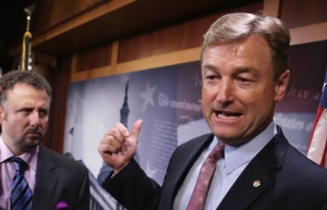 WASHINGTON, DC - JANUARY 14: U.S. Sen. Dean Heller (R-NH) speaks to members of the media on unemployment insurance on January 14, 2014 on Capitol Hill in Washington, DC. The Senate has defeated two votes to renew the unemployment insurance benefits that was expired in December, 2013. (Photo by Alex Wong/Getty Images)