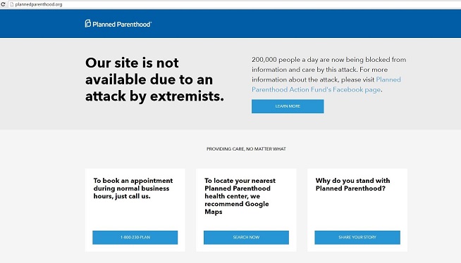 Planned Parenthood's website went down Wednesday afternoon in what the nonprofit health services organization called "an attack by extremists."