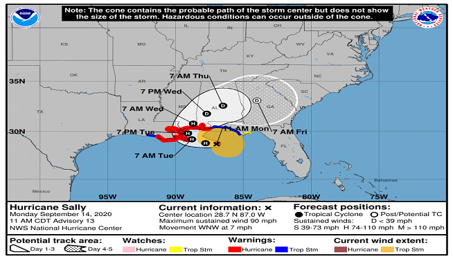 Slow-moving Hurricane Sally carrying a deluge to Gulf Coast