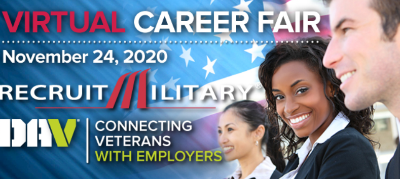 National Virtual Career Fair for Veterans November 24th, 100+ Employers Hiring