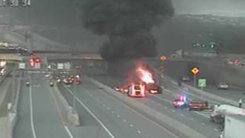 At Least One Person Injured in Fiery WB Loop 820 Tanker Crash