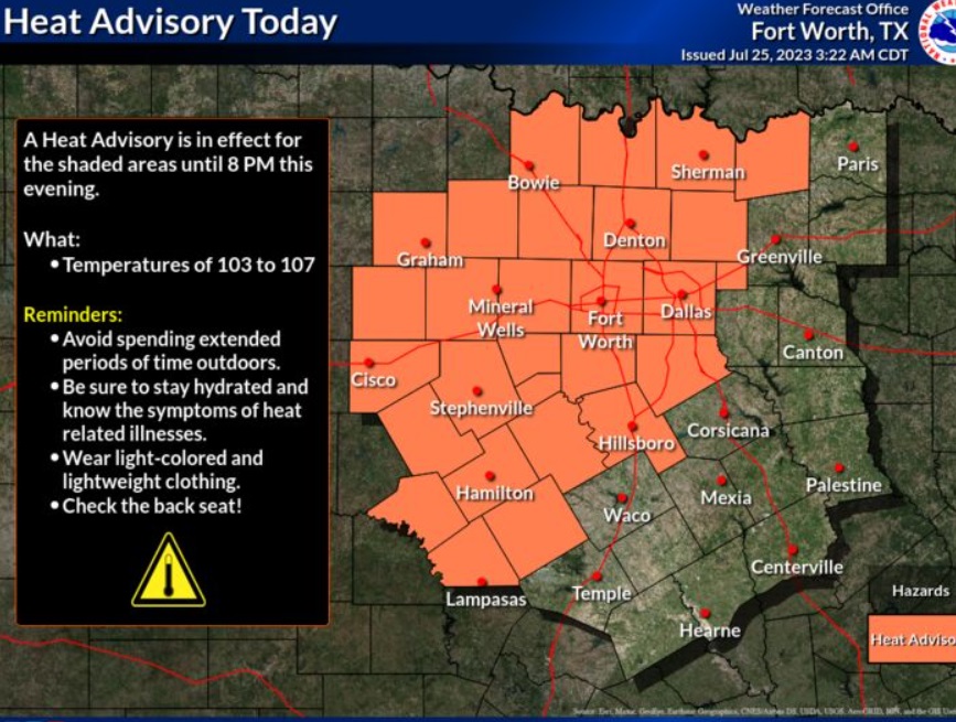 A Heat Advisory in Effect Until 8PM; Peak Temps Between 103-107