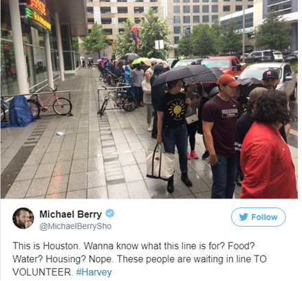This Line is Not For Food, or Water, It’s People Waiting to Volunteer in Houston