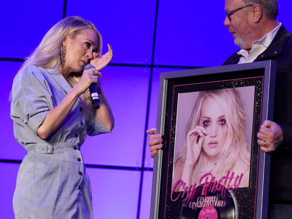 Carrie Underwood Moved to Tears During Surprise Presentation as “Cry Pretty” Certified Platinum
